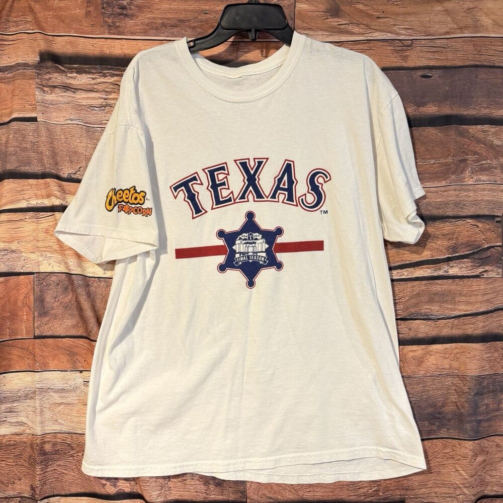 Texas Rangers Shirt Mens L Final Season 1994 2019 Cheetos Popcorn Globe Life